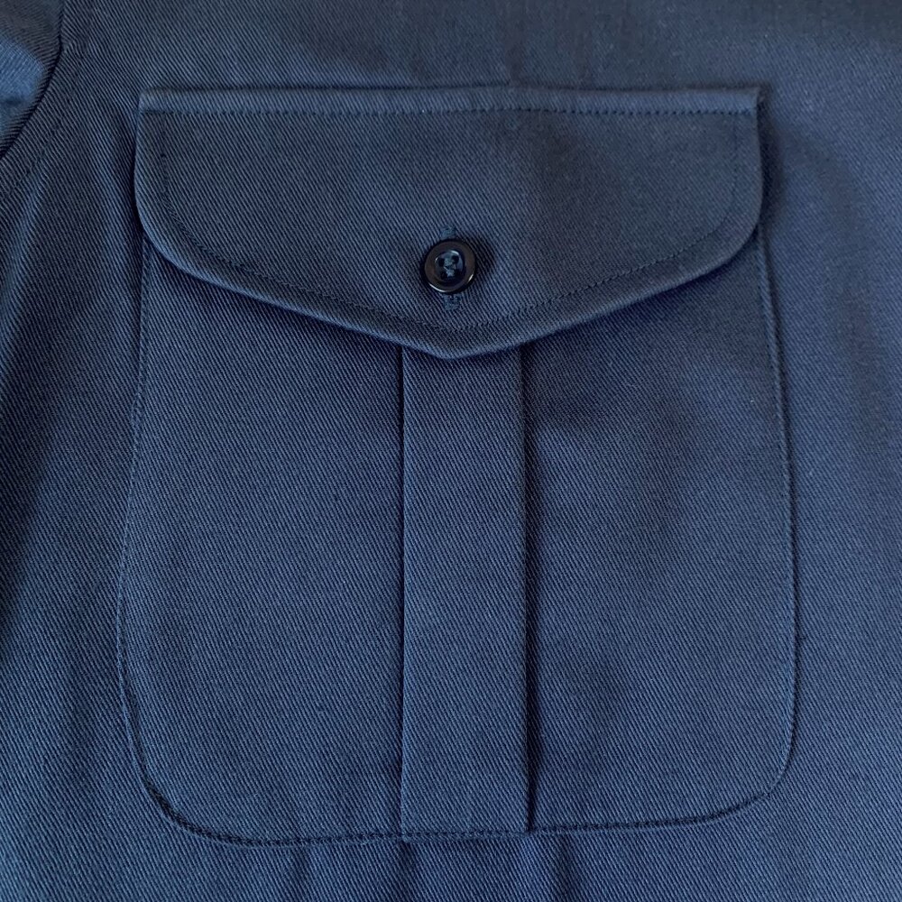 Vintage Work Master Tough Series Long Sleeve Causal Shirt Minimal Navy Classic - Picture 10 of 13